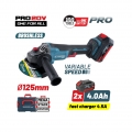BORMANN Pro BBP3651X44CA Γωνιακός Τροχός Brushless Ρυθμιζόμενος 20V, 3000/5400/8000rpm, 2x4.0Ah - Angle Grinders